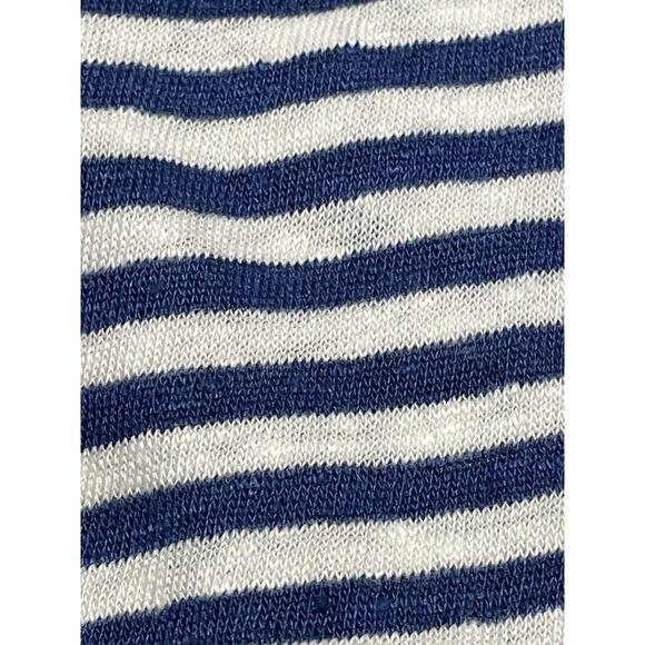 Talbots 100% Linen Shawl Wrap Scarf One Size Blue White Stripes - Picture 1 of 5